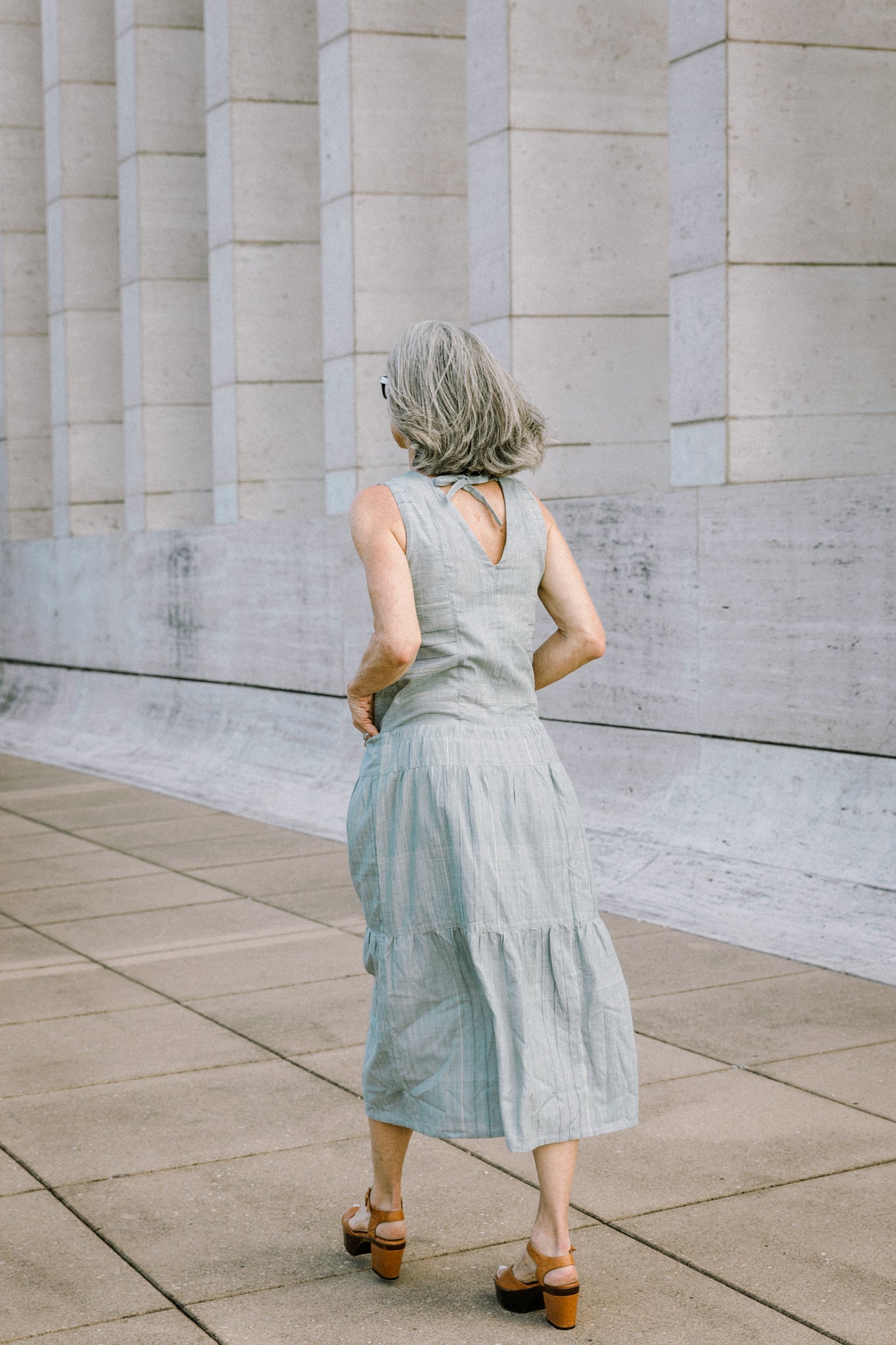 Handwoven Bina Dress in Silver Handwoven Cotton